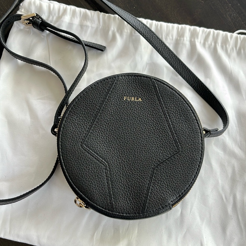 NEW FURLA round black crossbody bag